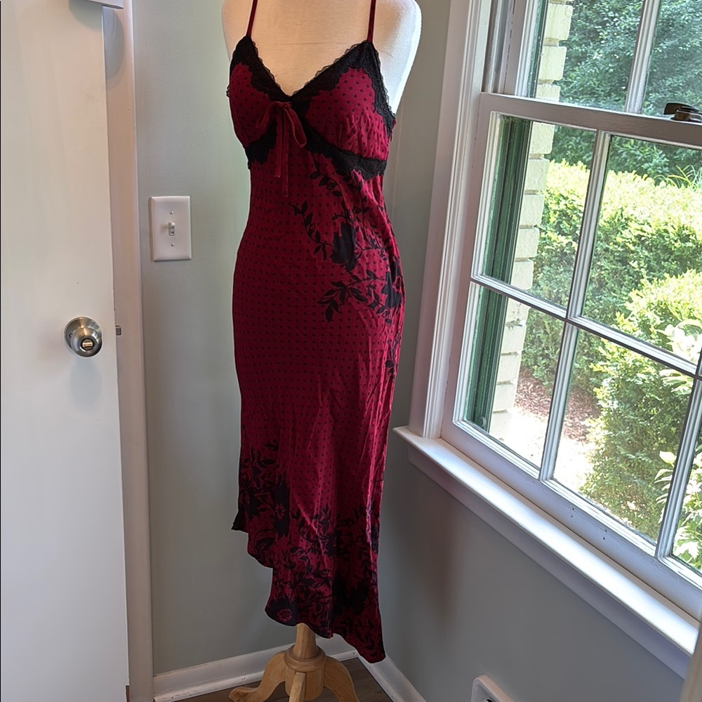 Wild Fable Red and Black Lace Chemise